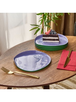 Matmel Kitchen Istanbul Dik Kenarlı 4'lü Pasta Seti - Mor / Yeşil - 21 cm