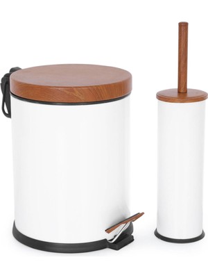 Matmel Bath Ahşap Desenli 2 Li Banyo Seti - Beyaz