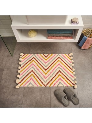 Matmel Soft Tufting Krus Banyo Paspası - Ekru / Renkli - 60X90 cm