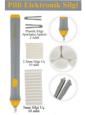 Minopi Elektronik Silgi Pilli 1 Paket Otomatik Taşınabilir Kalem Silgi Karakalem Eskiz Çizim Grafit Elektri