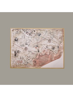 Matmel Deco Piri Reis Tablo - Açık Kahverengi - 120X90 cm