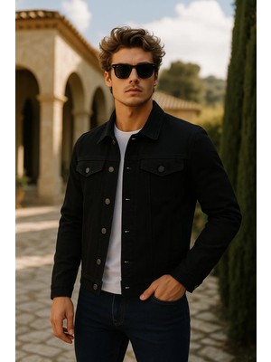 Comstar Erkek Trend Cepli Slim Fit Klasik Siyah Kot Ceket