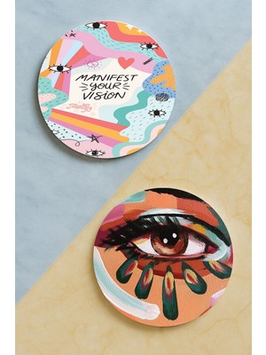 Nurdic Ev Dekor Oval Pleksi Bardak Altlığı Temalı Desenli 2 Adet Set Karma