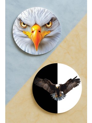 Nurdic Ev Dekor Oval Pleksi Bardak Altlığı Temalı Desenli 2 Adet Set Siyah Beyaz Forma