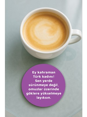 Nurdic Yuvarlak Pleksi Bardak Altlığı Baskı Desenli Tekli Türk Kadını