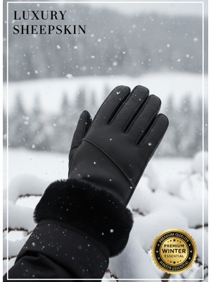 Gerçek Deri - El Yapımı - Premium Kış Eldiveni - Doğal Koyun Kürklü - Unisex