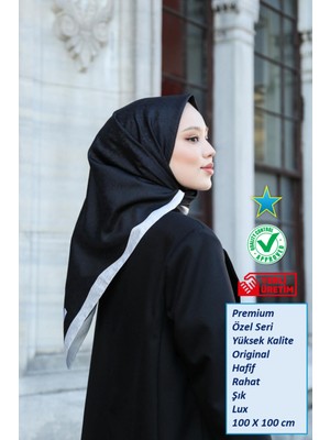 Hint İpek Hint Ipek Eşarp - Premium Lux Original Monogram Eşarp (Ipek Vual, Özel Seri, Yüksek Kalite, Hafif, Rahat, Şık, Scarf)