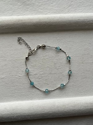 Pel Design Minimal Topaz Taşı Gümüş Kaplama Bileklik El Yapımı