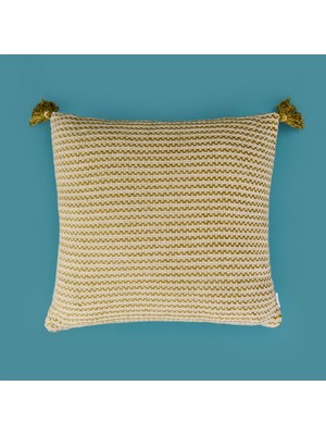 Matmel Soft Shiny Kırlent - Bej / Yeşil - 45X45 cm