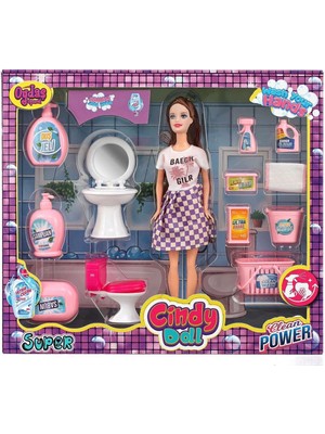 TE Dükkan Cindy Doll Bebekli Lavabo ve Temizlik Seti 02452