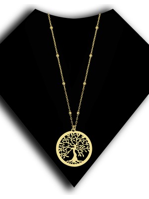 Roxx Jewellery 925 Ayar Gümüş Top Zincirli Hayat Ağacı Model Kadın Kolye