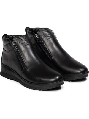 Selin Soylu Kadın Hakiki Deri Bot, Kışlık Günlük Kürklü Bot , Fermuarlı Bot, Kadın Bot