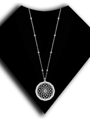 Roxx Jewellery 925 Ayar Gümüş Top Zincirli Yaşam Çiçeği Torus Kadın Kolye