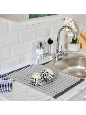 Matmel Lavabo Üstü Katlanabilen Mutfak Rafı - Gri