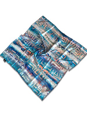 Az Hatalı Polyester La Boutique Mavi Karma Desen Eşarp 1845 - 01  34570