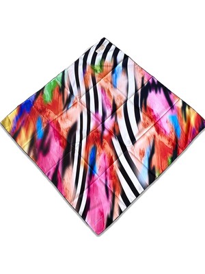 Az Hatalı Polyester La Boutique Siyah Beyaz Zebra Karma Desen Eşarp 1374 - 12  34713