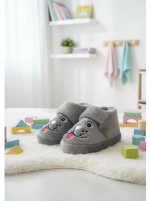 Sevimli Hayvanlar Cırtlı Kaydırmaz Taban Kreş Ev Okul Ayakkabısı Bebek Çocuk Panduf Ev Botu