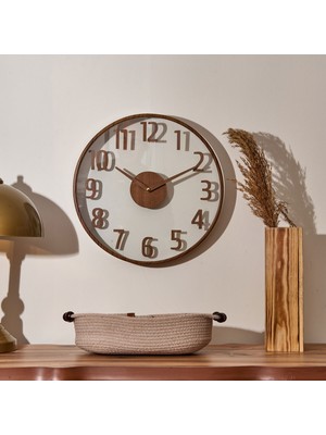Matmel Modern Ahşap Duvar Saati - Kahverengi / Şeffaf - 38 cm