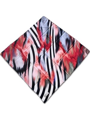 Az Hatalı Polyester La Boutique Siyah Beyaz Zebra Karma Desen Eşarp 1374 - 03  34718