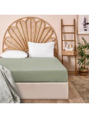 Matmel Soft Basic Çift Kişilik Lastikli Çarşaf - Yeşil - 180X200 cm