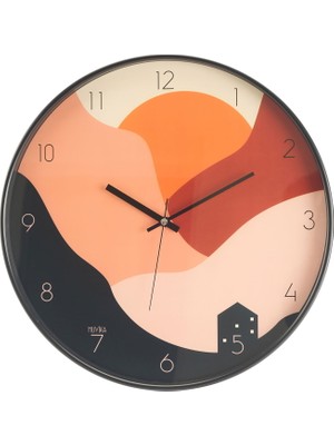 Matmel Gün Batımı Camlı Duvar Saati - Renkli - 42 cm