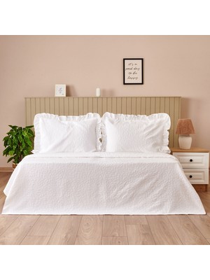Matmel Soft Mauro Çift Kişilik Yatak Örtüsü Seti - Beyaz - 220X240 cm + 50X70 cm