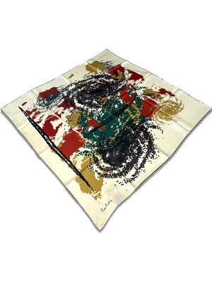 Pierre Cardin Krem  -  Yeşil Karma Desenli tivil Ipek Eşarp 8397438 - 916