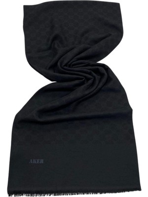 Aker Elegance Monogram Siyah Şal %100 Poly Kumaş Özellikleri ile 75 x 190 cm Şık Tasarım