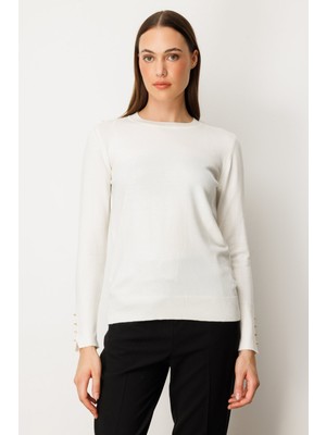 On Fashion On Minimalist Kadın Uzun Kol Yuvarlak Yaka Kazak - Günlük & Ofis