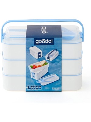 Gondol Üç Katlı Beslenme Kutusu - Asorti