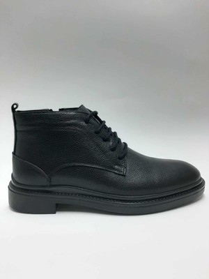 Ataç Hakiki Deri Içi Tüylü Kauçuk Tabanlı Bağcıklı Fermuarlı Klasik Kışlık Erkek Bot C-8532958ATC