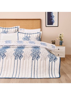 Matmel Store Ruby Çift Kişilik 7 Parça Yatak Örtüsü Seti - Krem / Gri