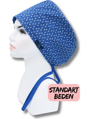 Doktorbonem Standart Beden Saks Mavisi Pamuk Çiçeği Cerrahi Bone Doktor Hemşire Sağlıkçı Hastane Bonesi