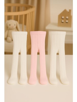 Pico Baby 3'lü Kız Bebek & Çocuk Pamuklu Külotlu Çorap Renkli Jakar Desenli