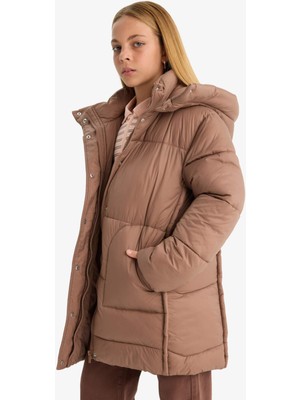 DeFacto Su Geçirmez Kapüşonlu Parka Kız Çocuk F0049A825AU