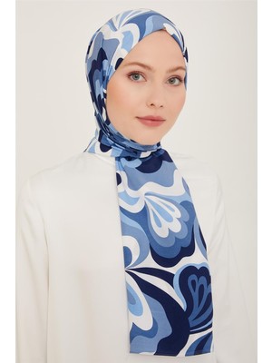 Armine Trend Defne Şal 6348 - 2 - 07 Mavi Beyaz