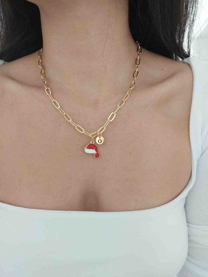 Gold Harfli Yılbaşı Christmas Temalı Kolye