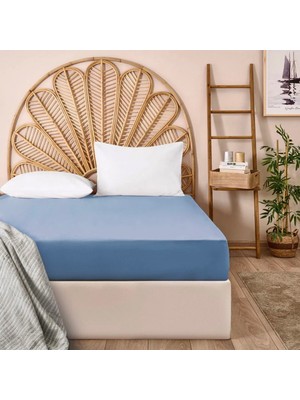 Matmel Soft Basic Çift Kişilik Düz Kenar Çarşaf - Mavi - 240X260 cm