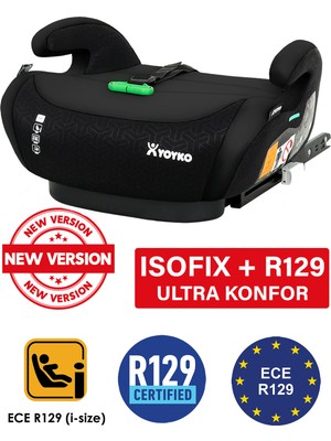 Yoyko Isofix Bağlantılı 15-36 kg Oto Koltuğu Yükseltici Booster Siyah