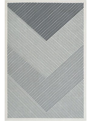 Cool Halı Pratico Gri Kaymaz Taban Halı Geometrik Desen Yumuşak Dijital Baskı Makinede Yıkanan Mutfak Halısı