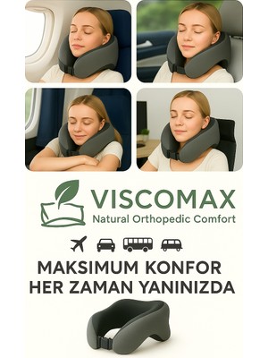 Viscomax Boyun ve Baş Destekli Seyahat Yastığı Uçak, Araba, Ev Için Taşınabilir