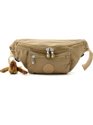 Sanmorris Glc Unisex 3043 Kum Rengi Klinkır Kumaş Suya Dayanıklı Ayarlanabilir Bel ve Omuz Çantası