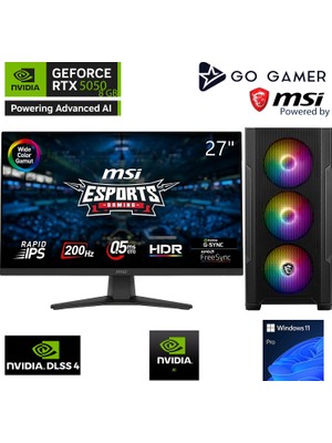Go Gamer GA463DC AMD Ryzen 5 7600X3D / 16GB DDR5 5200Mhz / 1TB NVMe SSD 5000-3600MB-sn Gen4 / RTX5050 8GB / MSI 27" 180Hz. / 240mm Sıvı Soğutma / Windows 11 Pro Masaüstü Bilgisayar