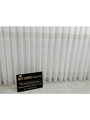 Nivemes Home Nivemeshome V-117 Marina Gold 1/3 Bambu Tül Perde