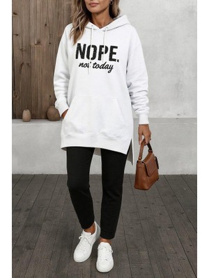Mareandpanda Kadın Uzun Kollu Kapşonlu Bağcıklı Viskon Iki Iplik Sweat