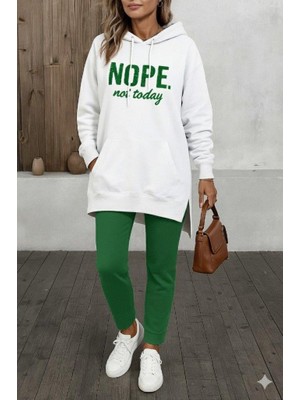 Mareandpanda Kadın Uzun Kollu Kapşonlu Bağcıklı Viskon Iki Iplik Sweat