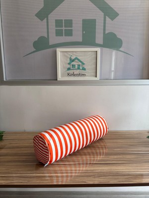 Kırlentim E872A Turuncu Beyaz Silinidir Kırlent