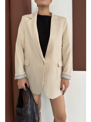 Fc Kruvaze Yaka Içi Çizgi Desen Astarlı Blazer Ceket Marka Muadil