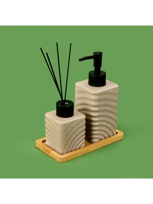 Evidea Bath 2'li Stantlı Banyo Aksesuar Seti - Bej