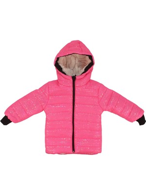 by BebekOdam Kız Çocuk Fuşya Simli Parlak Içi Peluş Mont - 1016218